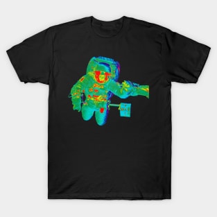 NASA Astronaut in Green, Blue, Red, Yellow and Pink Colors T-Shirt